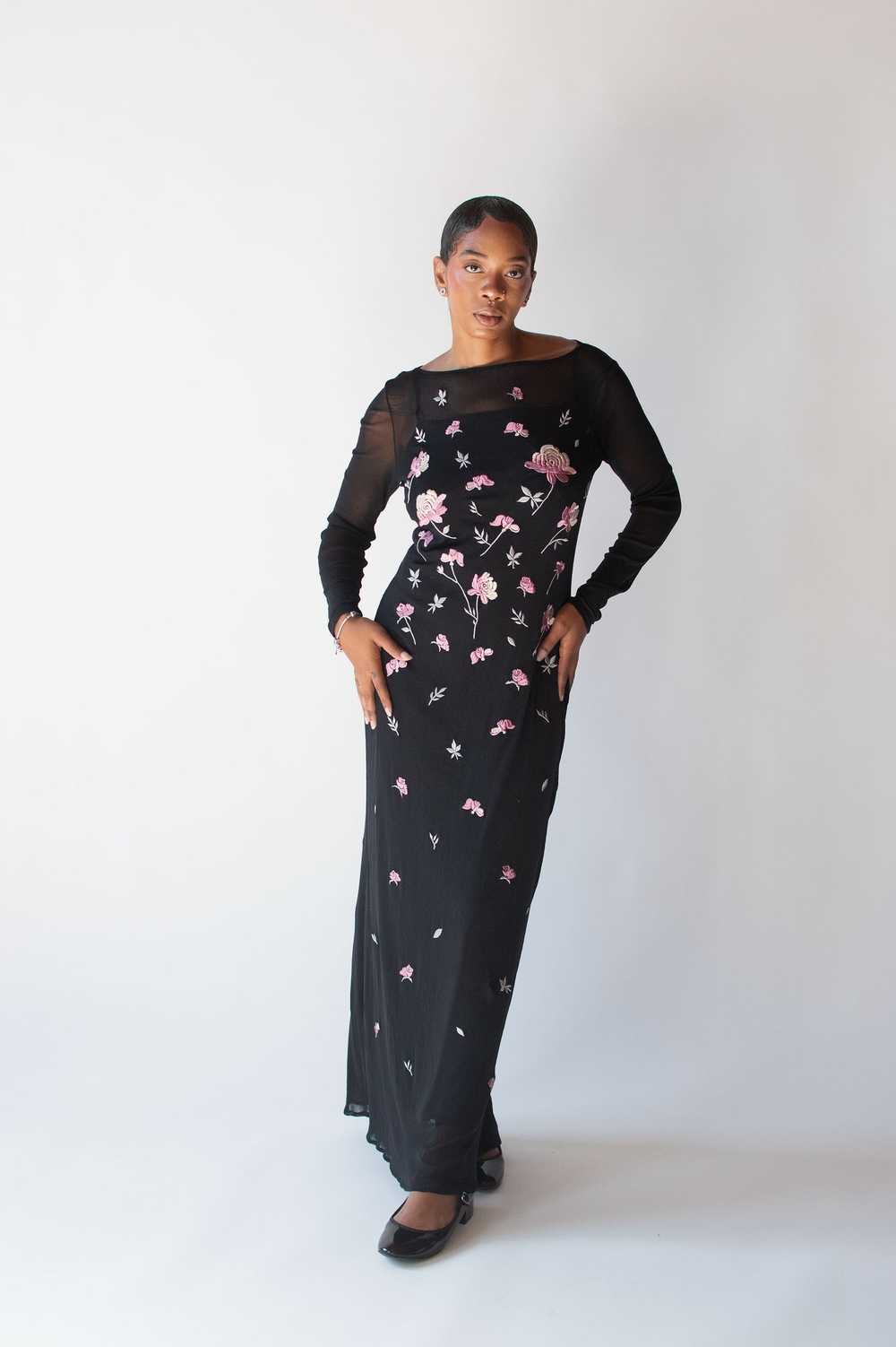 1990s Embroidered Mesh Dress | Vivienne Tam - image 3