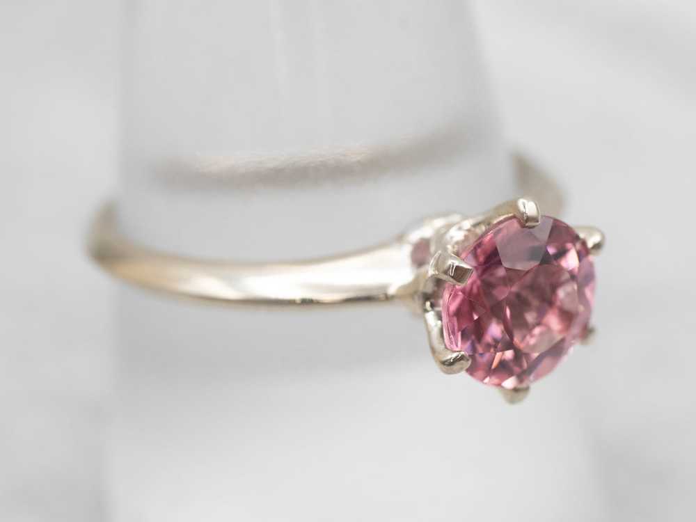 White Gold Pink Tourmaline Solitaire Ring - image 4