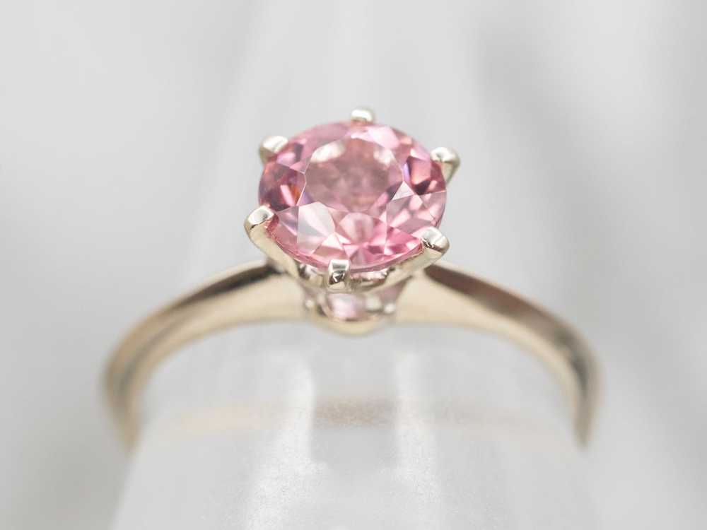 White Gold Pink Tourmaline Solitaire Ring - image 5