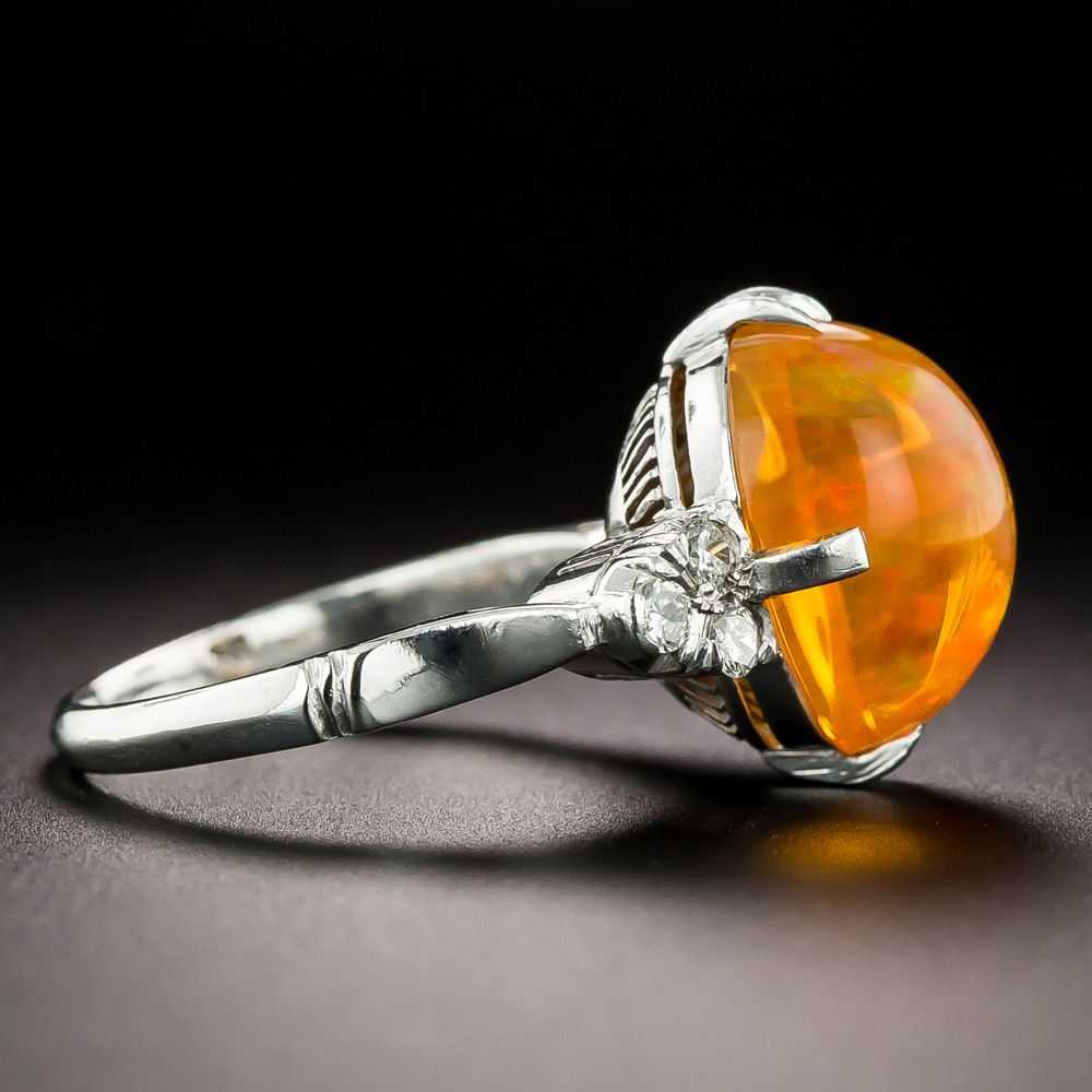 Estate Mexican Fire Opal and Diamond Ring - image 2