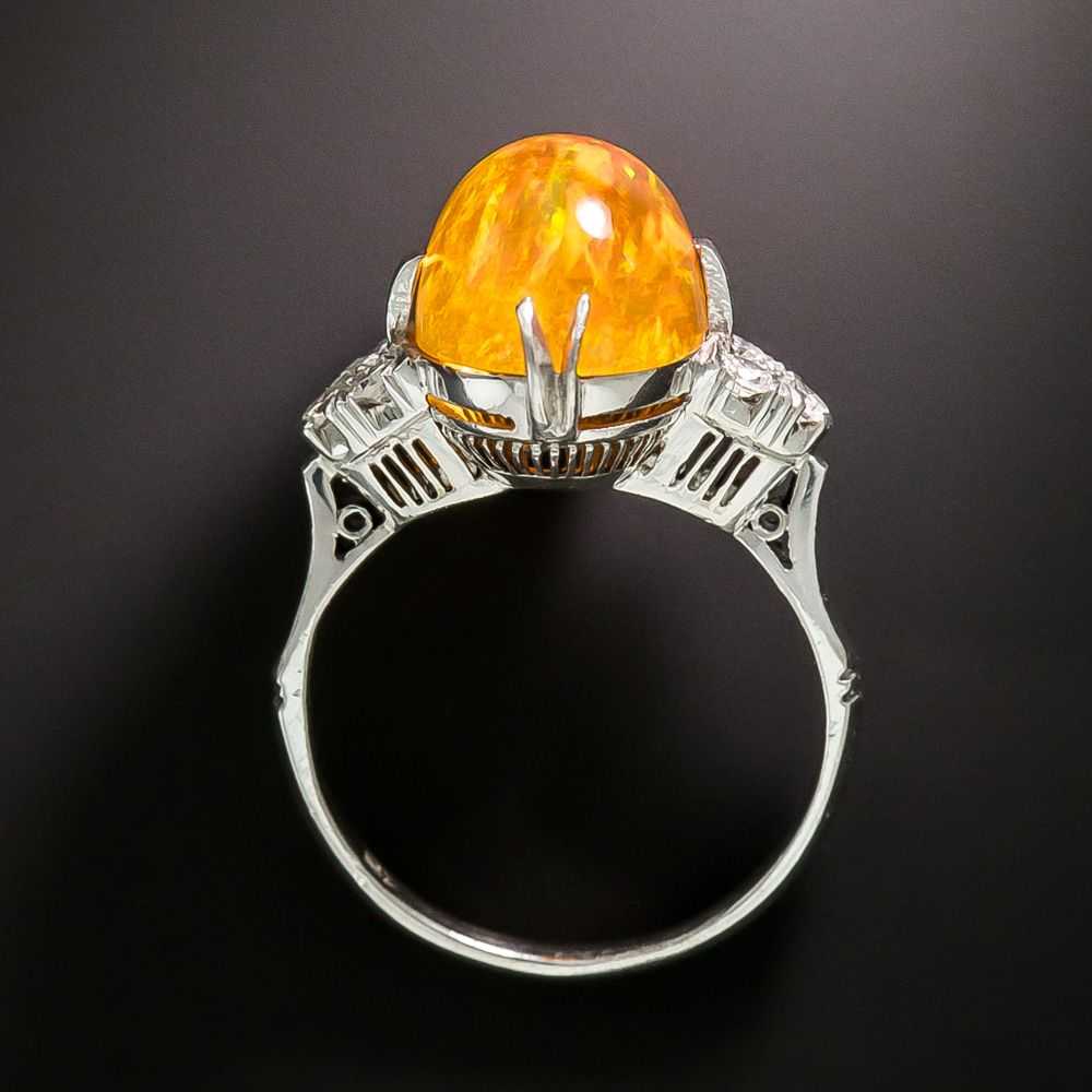 Estate Mexican Fire Opal and Diamond Ring - image 3