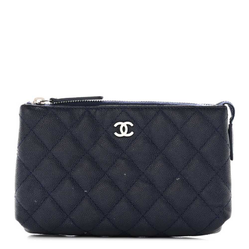 CHANEL Caviar Quilted Small Pouch Navy - image 1