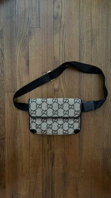 Gucci Gucci Wool Monogram Slim Belt Bag Beige