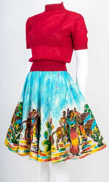 1950s Handpainted Mexican Skirt