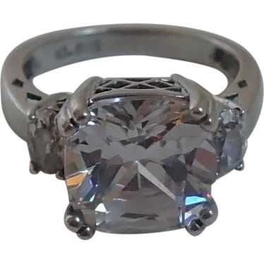 Vintage KL Designer Sterling CZ Big Sparkle Ring S