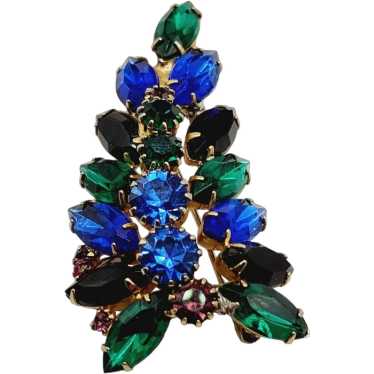 Vintage Dimensional Rhinestone Leaf Brooch [A543]