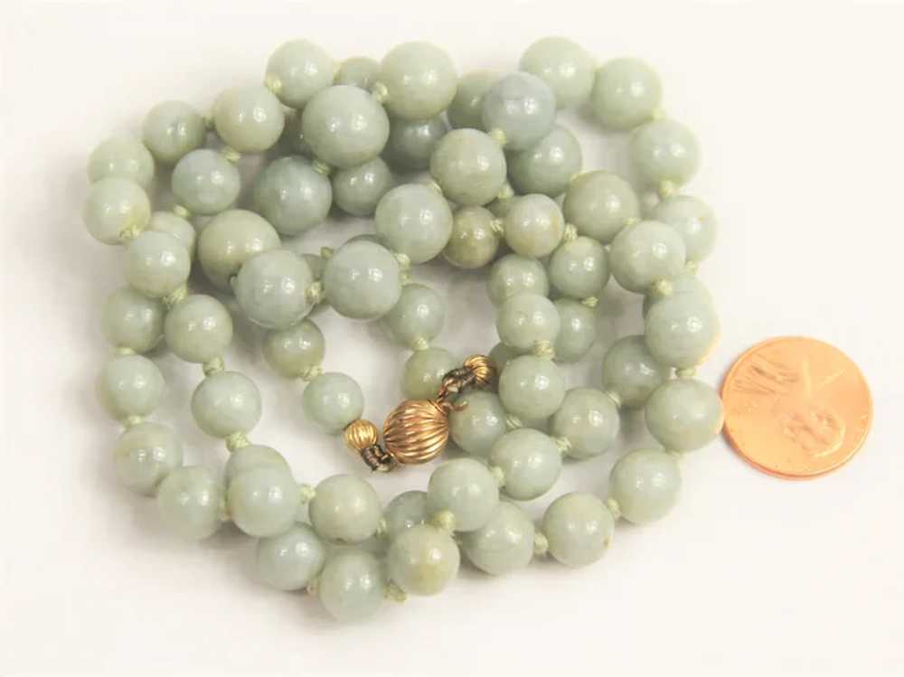14kt Gold Clasp & Jade Bead Necklace - image 2