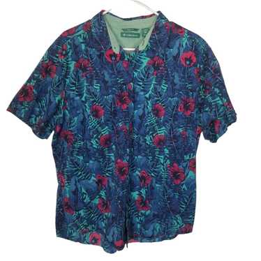 Cubavera Cubavera Mens XL Blue Floral Short Sleeve