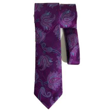 Ted Baker TED BAKER Purple Paisley Silk Tie 60”/ 3