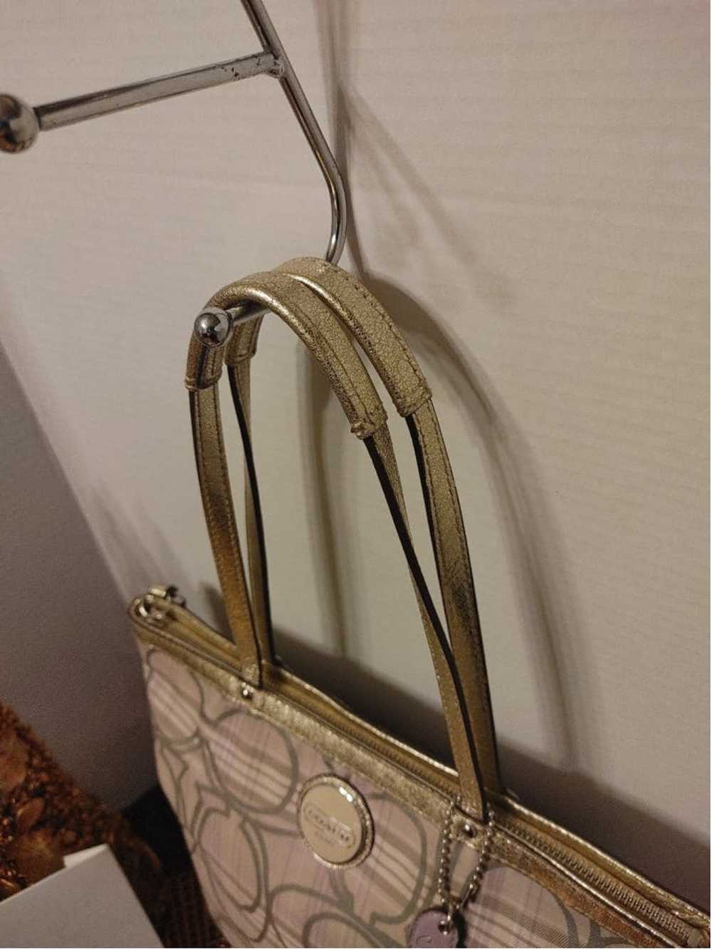 Coach Coach Signature Plaid Cream Lavender Tote F… - image 3