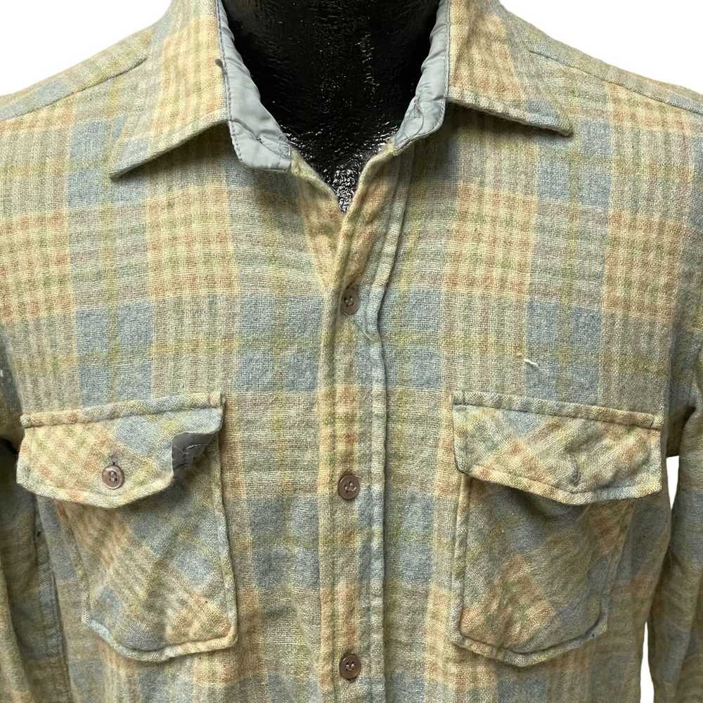 Unkwn 60's Ponderosa Blue SHADOW PLAID Hunting Wo… - image 2