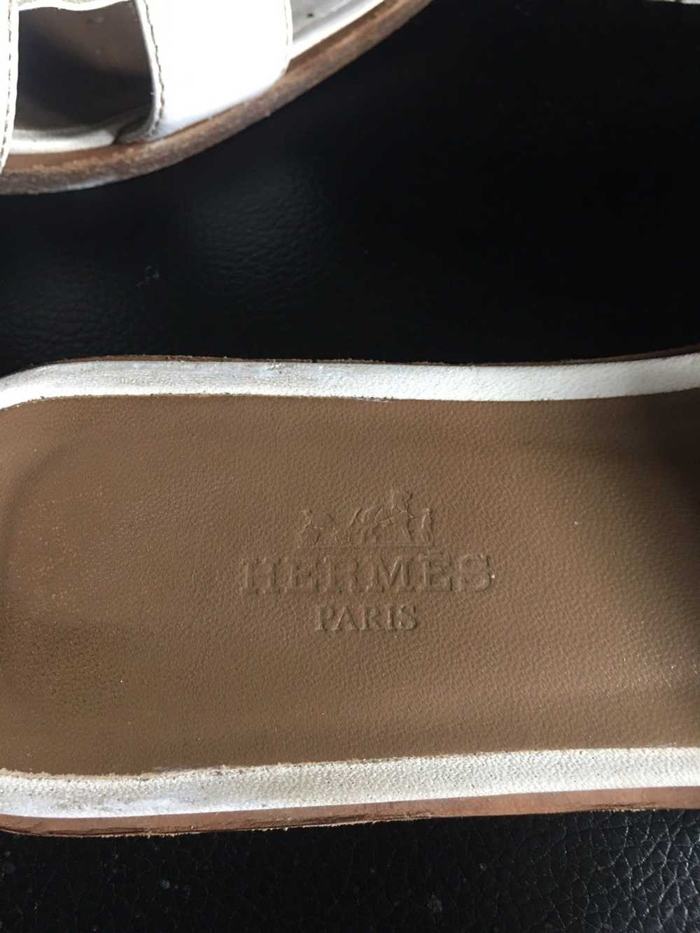 Hermes HERMES Oran White Leather Sandals EU 36.5 - image 8