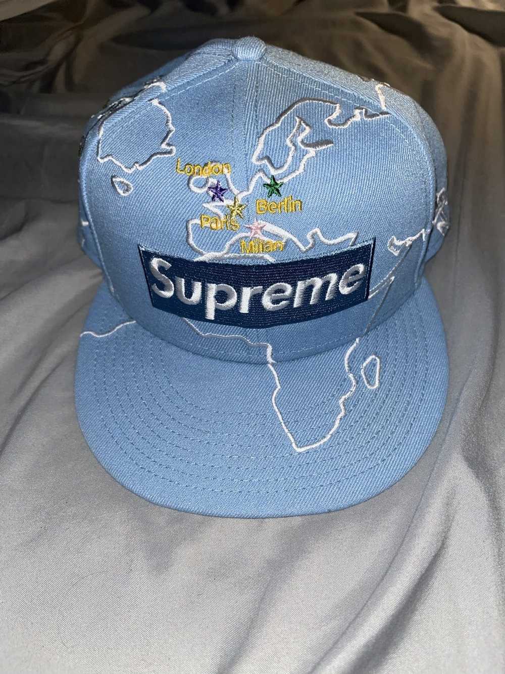Supreme x New Era Blue 2-Tone Box Logo Fitted Hat Size 7 1/4 * BRAND NEW *