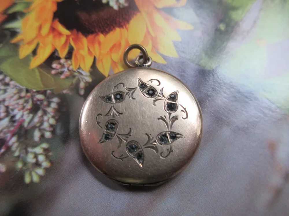 Antique Paste Picture Locket in Gold Fill - image 2