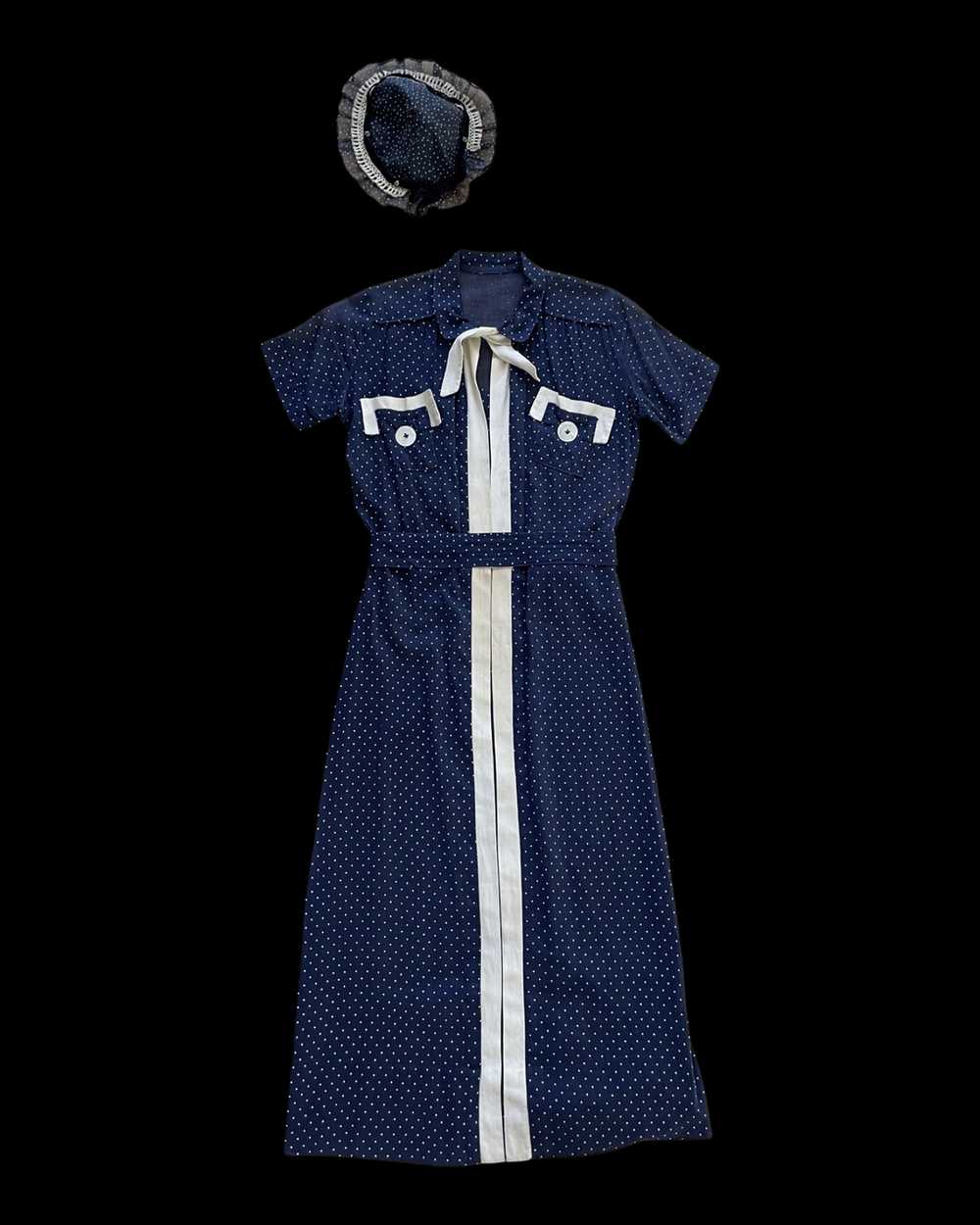 1930s Navy Swiss Dot 3 Piece Dress Set - image 5
