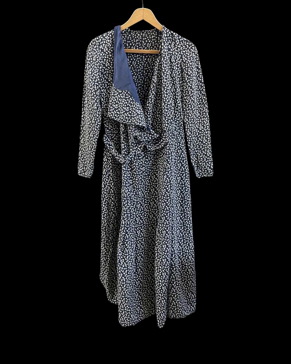 1930 Deco Printed Rayon Wrap Dress - image 1