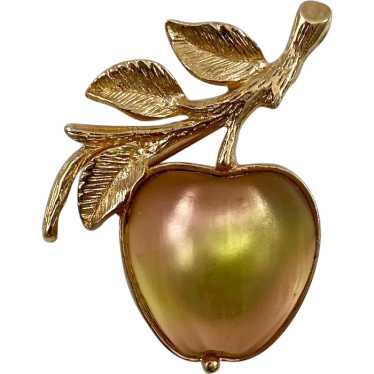 Sarah Coventry Golden Glass Apple Brooch