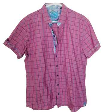 Au Noir Au Noir Mens 5 Pink Checkered Short Sleeve