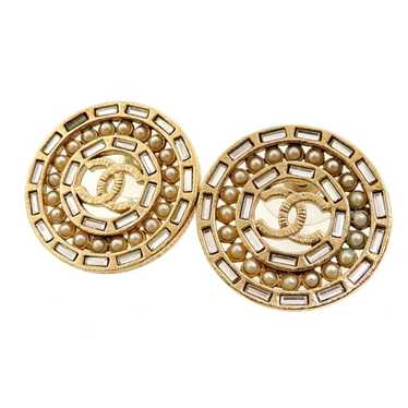 CHANEL Earrings CC Pink Heart COCO Swing 05 Gold GP authentic