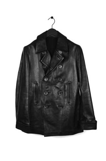 Gucci Gucci Men Leather Peacoat Black Jacket in si
