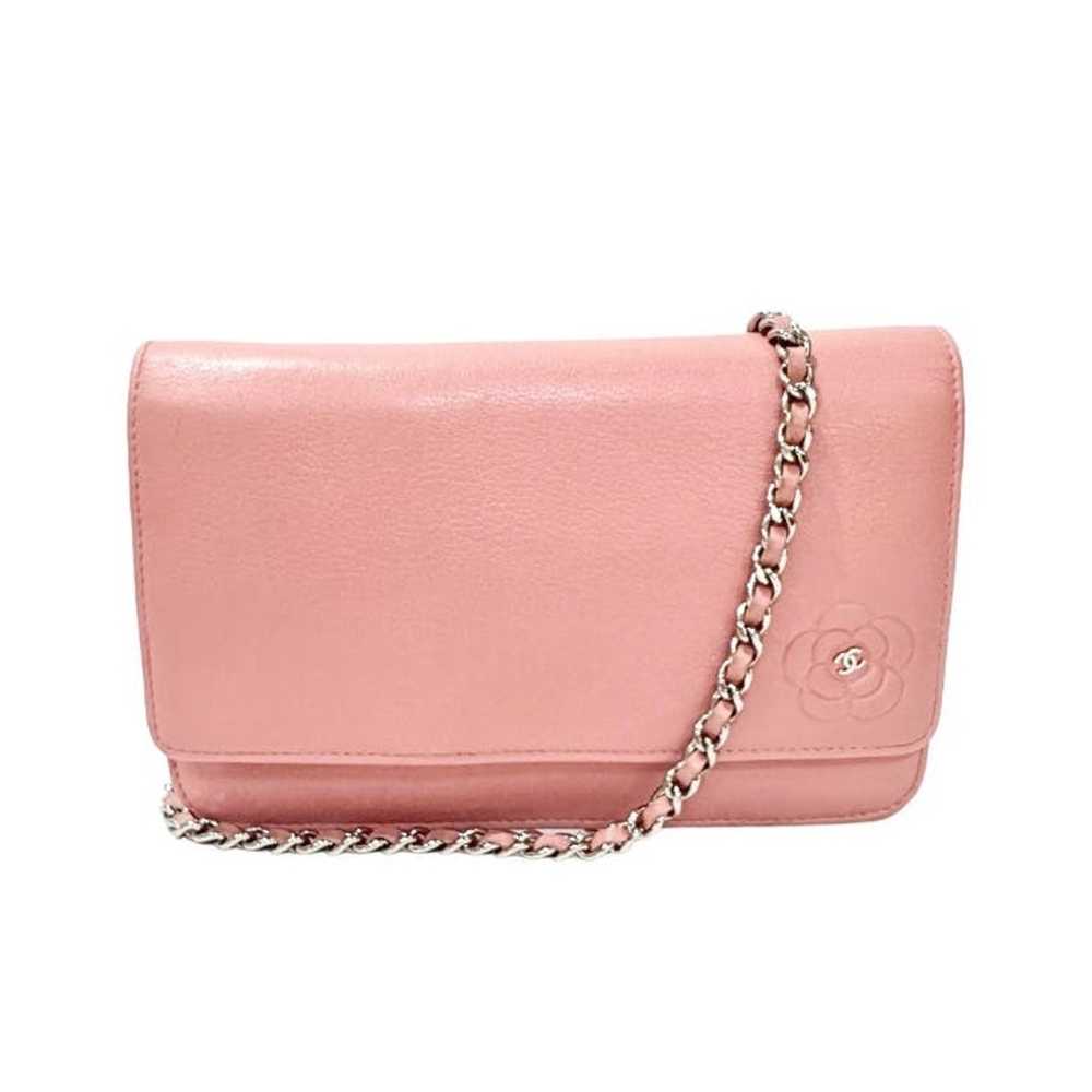 Chanel Chanel Chain Wallet Lambskin Camellia Pink… - image 1