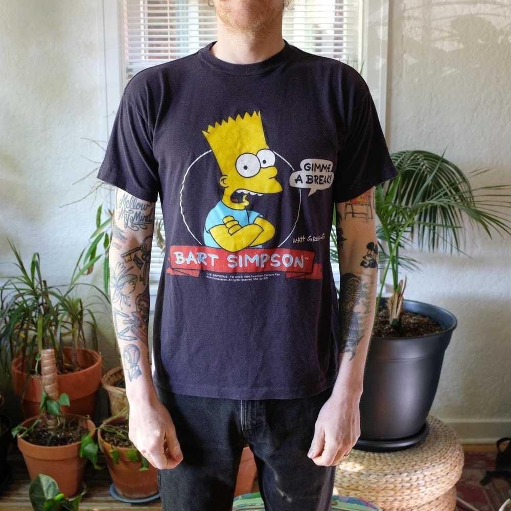 Vintage 990s Bart Simpson Dark Navy Black Tee by … - image 1