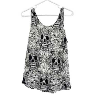 Topshop TopShop Sugar Skull Scoop Neck Semi Sheer… - image 1