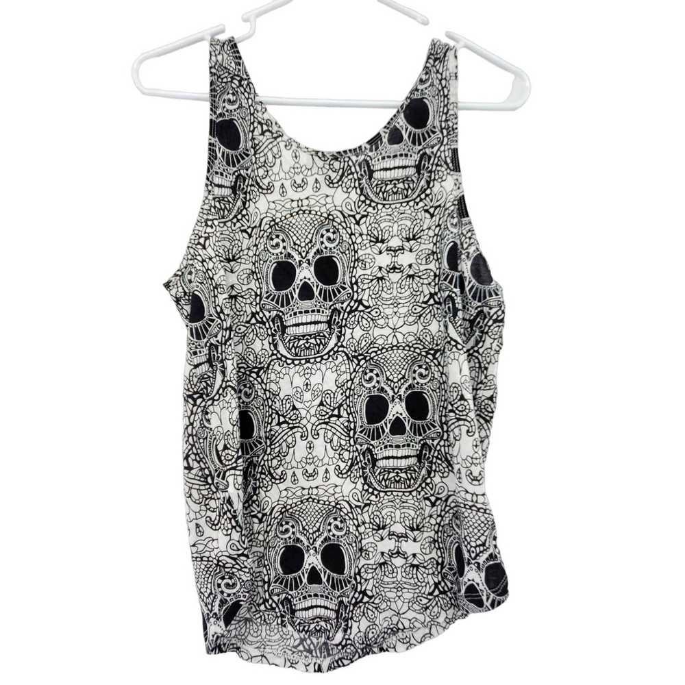 Topshop TopShop Sugar Skull Scoop Neck Semi Sheer… - image 2