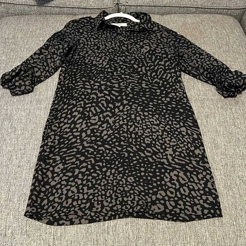 Loft Ann Taylor Loft Dress Black & Tan Leopard Sh… - image 1