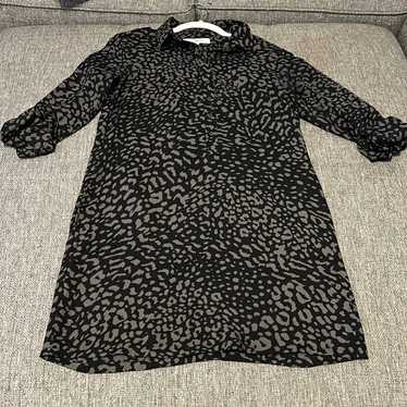 Loft Ann Taylor Loft Dress Black & Tan Leopard Sh… - image 1