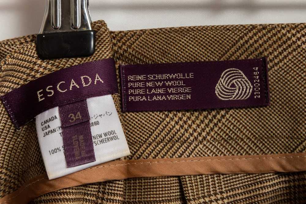 Escada Vintage ESCADA Checked Brown 100% Wool Pan… - image 4