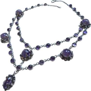 Exceptional Sterling Silver 925 & Amethyst Swag D… - image 1