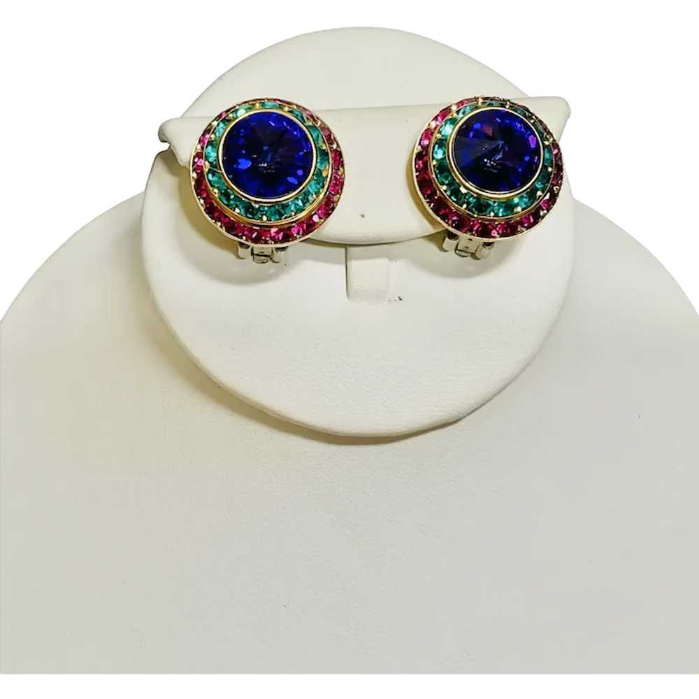 Mistar Bijoux Clip On Earrings Sparkly Multicolor… - image 1