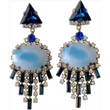 Shades of Blue Deco-Style Tassel Earrings