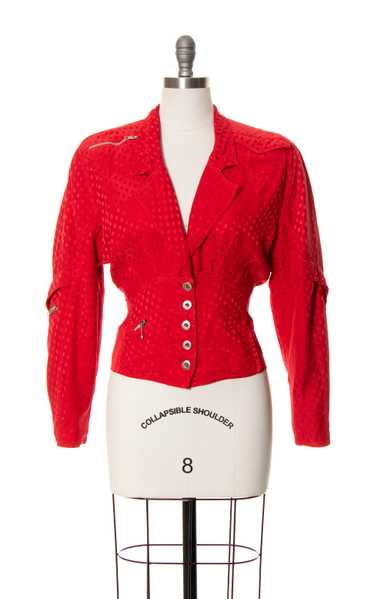1980s French Designer Silk Tailored Jacket | mediu