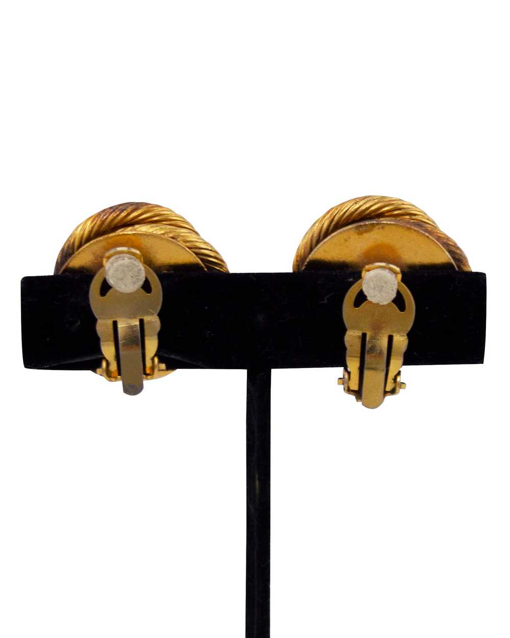 Chanel Gold, Pearl and Rhinestone Clip On Earrings - image 4