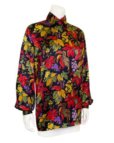 Gucci Floral Botanical Print Silk Shirt