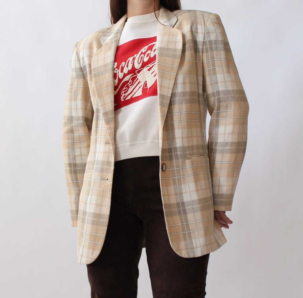 90s Oatmeal Linen Blend Blazer - image 2