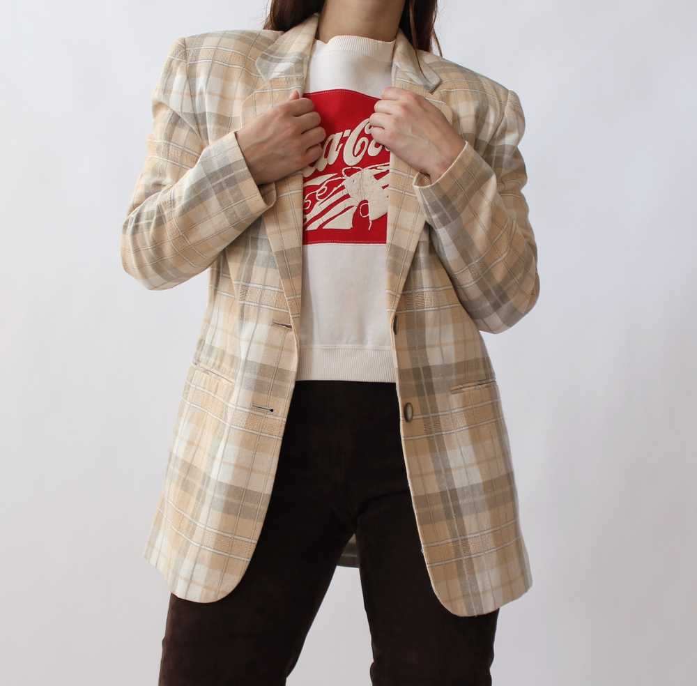 90s Oatmeal Linen Blend Blazer - image 7