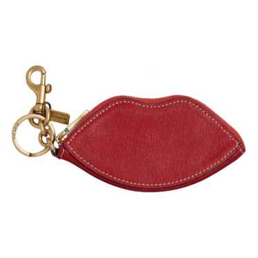 🌸 Coach Tea Rose Leather Bag Charm keychain Faded Blue🌸