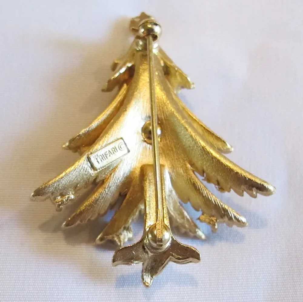 Vintage Crown Trifari Christmas Tree Pin w/ Orig.… - image 3