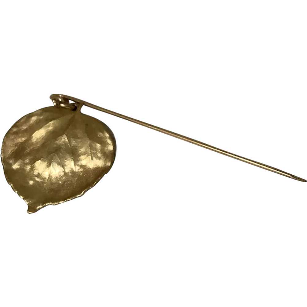 Gold washed Aspen Leaf Stick Pin 2.25” - image 1