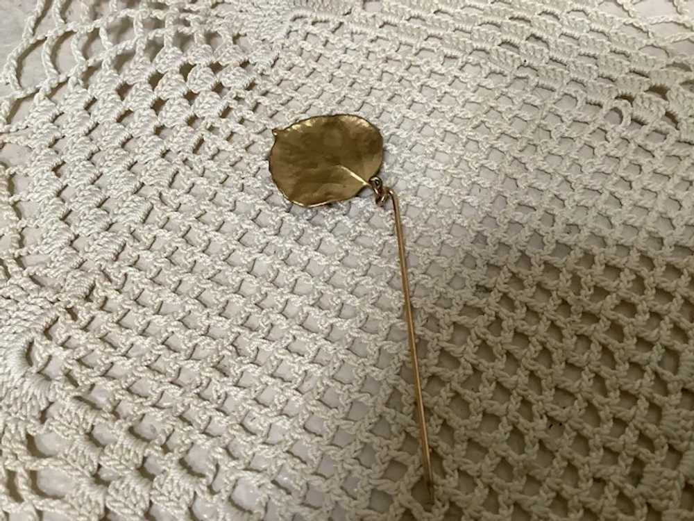 Gold washed Aspen Leaf Stick Pin 2.25” - image 4