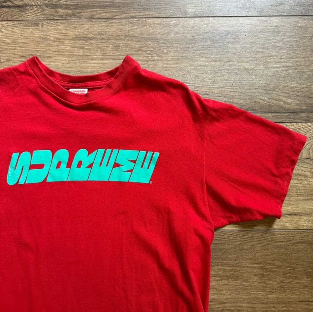 Supreme Supreme Red T-shirt with Blue Sideways Lo… - image 2