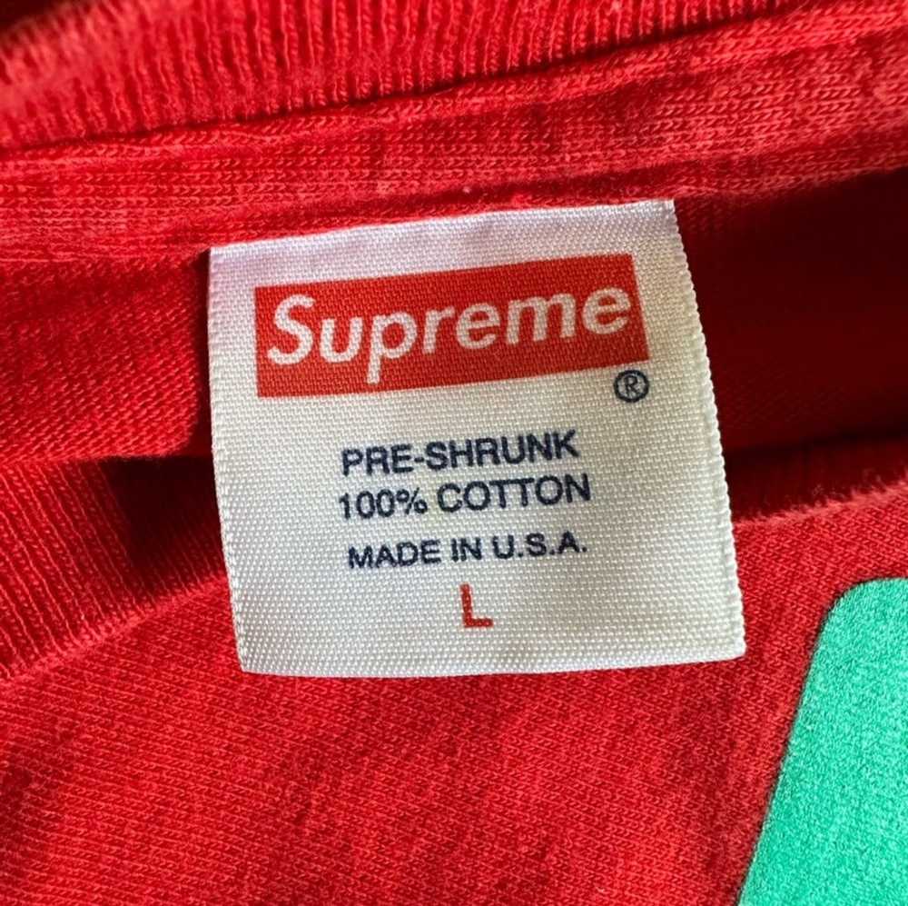 Supreme Supreme Red T-shirt with Blue Sideways Lo… - image 5