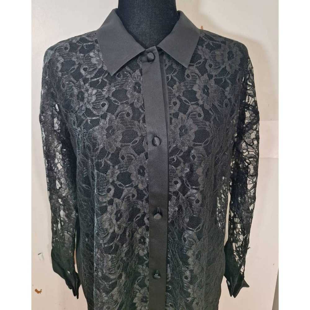 Vintage 80s/90s Black Sheer Lace Oversized Button… - image 4