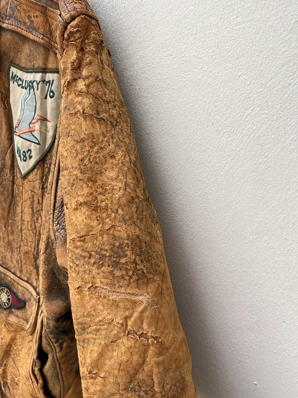 Leather Jacket × Military × Vintage Trashed 80s D… - image 10