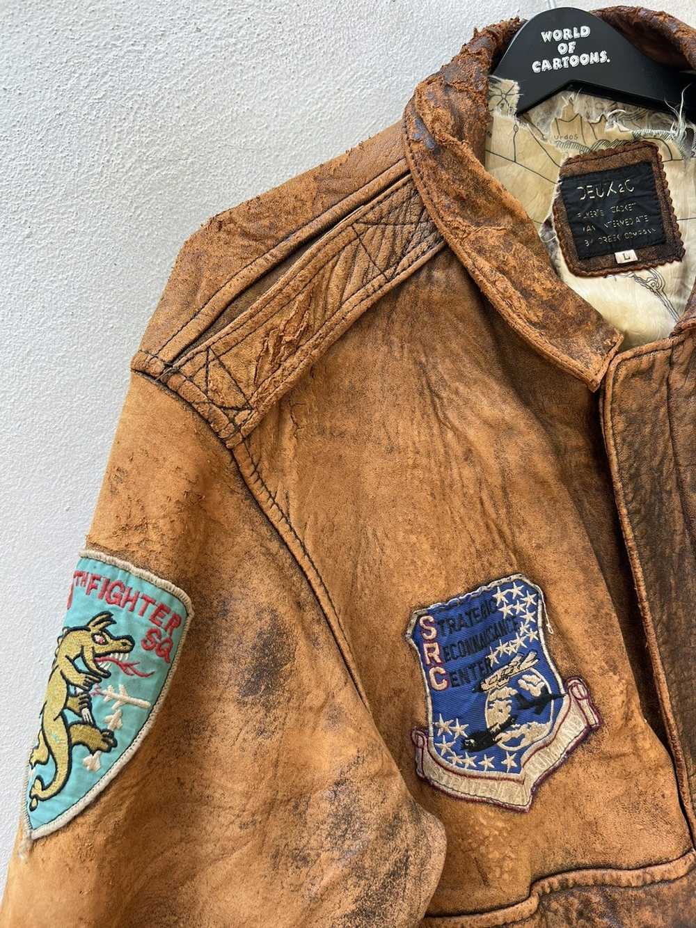 Leather Jacket × Military × Vintage Trashed 80s D… - image 11
