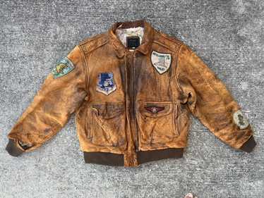 Leather Jacket × Military × Vintage Trashed 80s D… - image 1