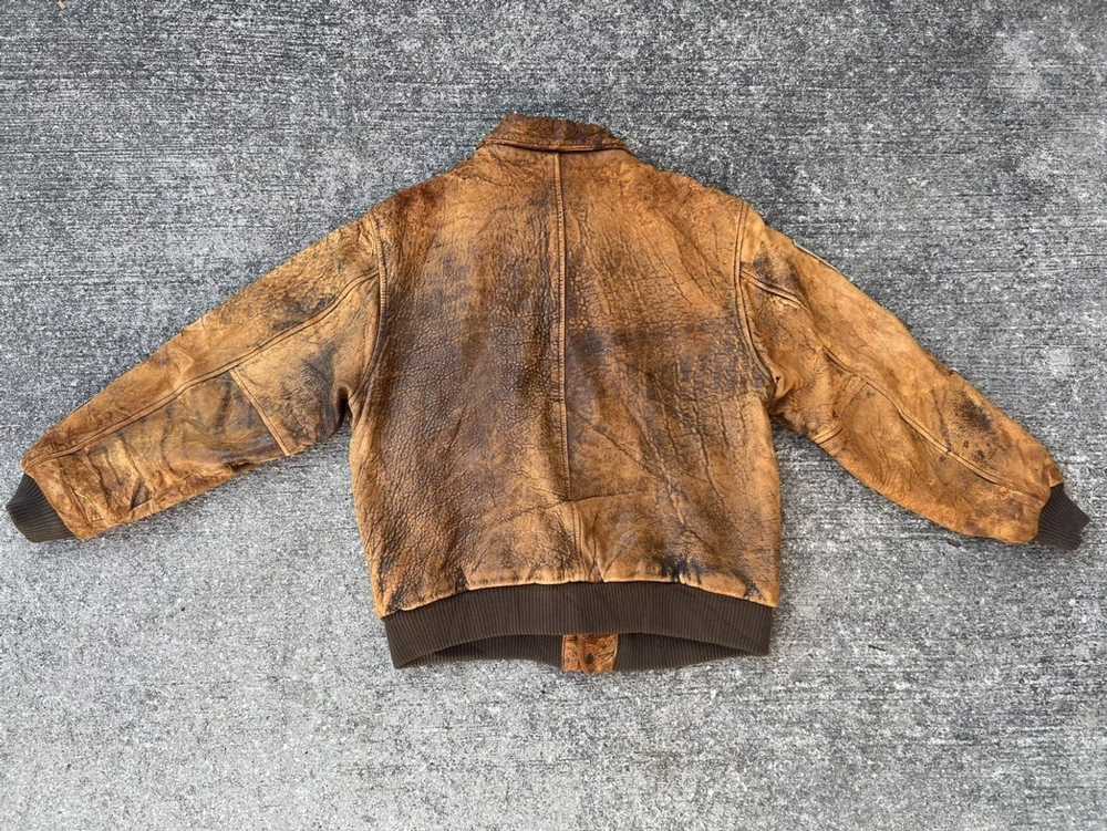 Leather Jacket × Military × Vintage Trashed 80s D… - image 2